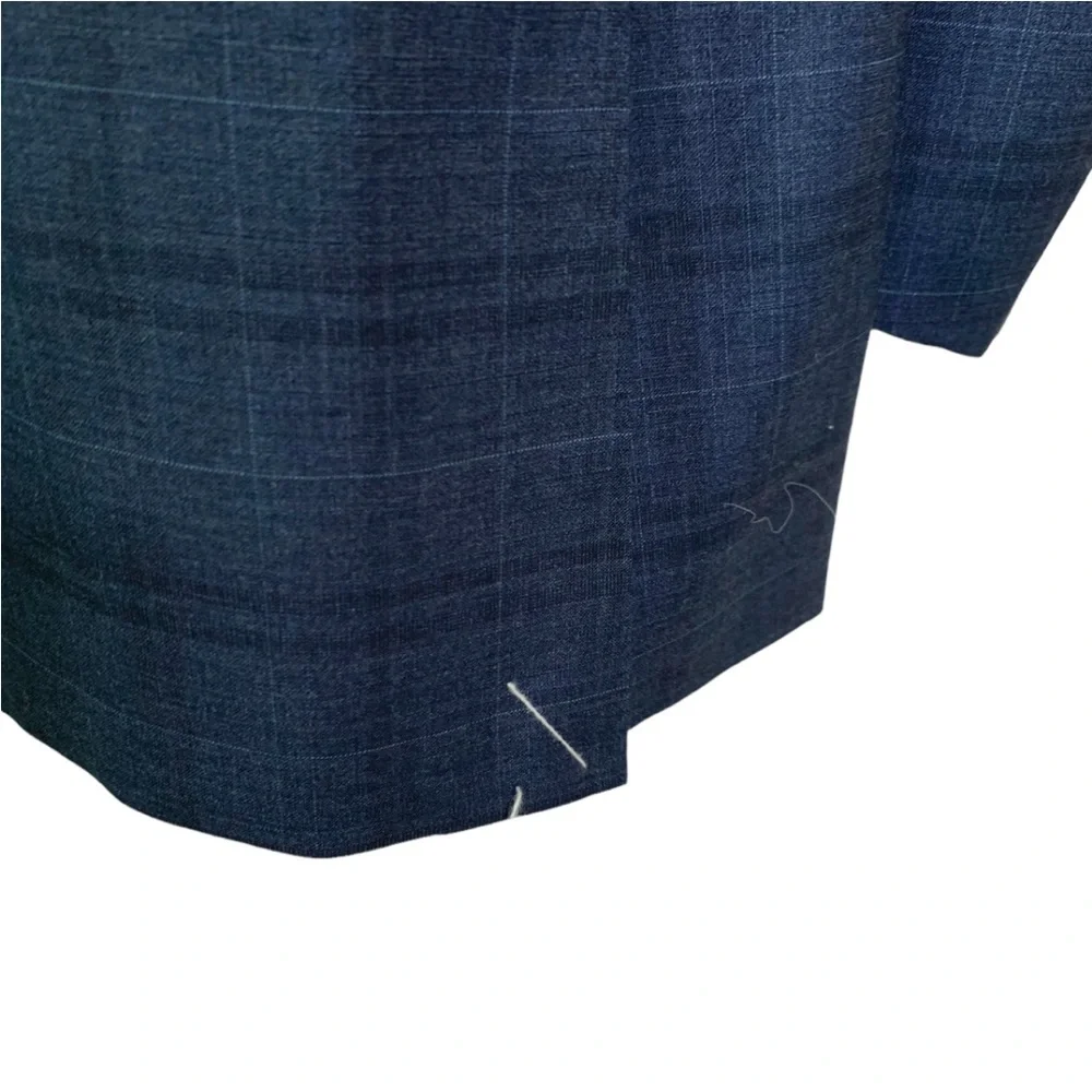Canali Windowpane Plaid Navy Blazer Stretch Wool Size 46 R NWT_4